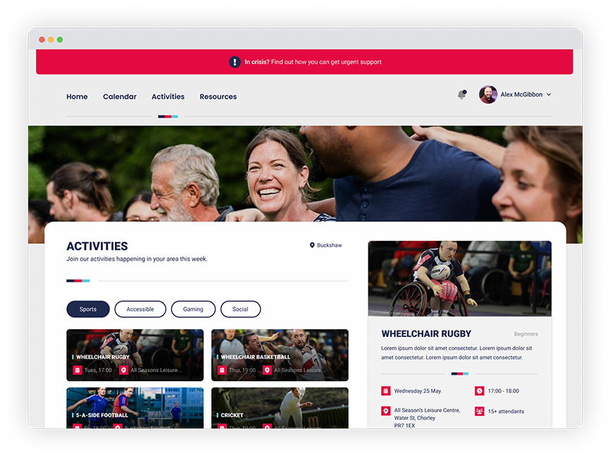 An example page from the Help for Heroes Beneficiary Portal