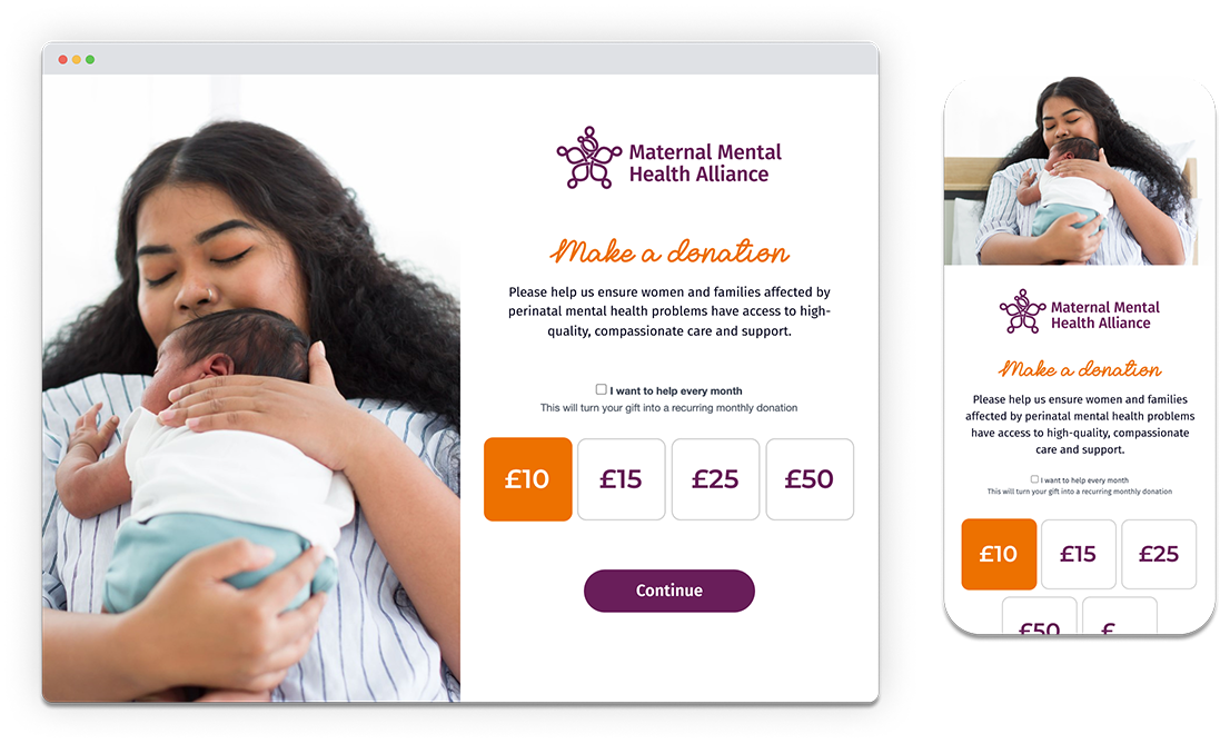 The Maternal Mental Health Alliance website shown on both desktop and mobile